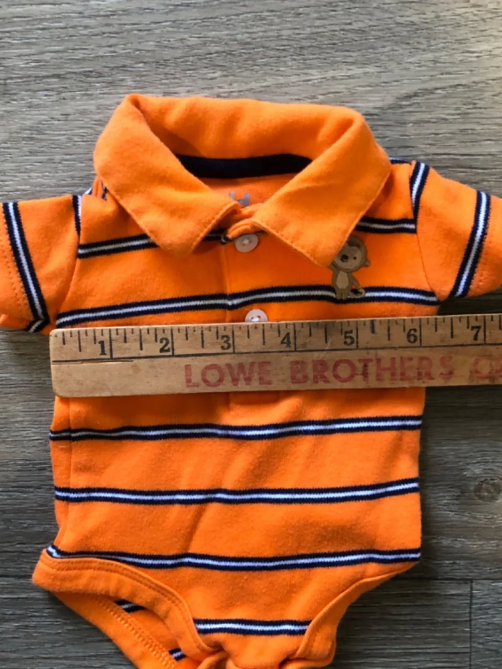 Baby Boys Outfit ORANGE POLO SHIRT Monkey NAVY BLUE KNIT PANTS Size Preemie